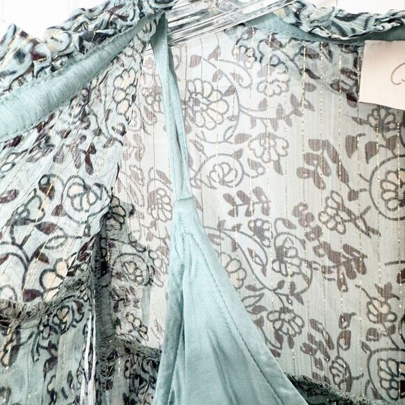 Cleobella Loretta Iris Floral Print Chiffon Puff Sleeve Blouse Women’s Size XS - Picture 10 of 14